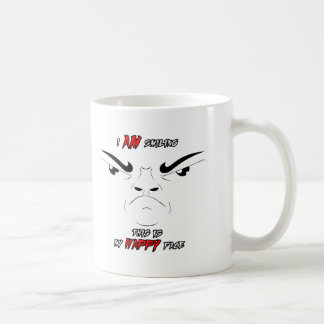 Ik glimlach. koffiemok