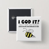 IK GOD HET! VIERKANTE BUTTON 5,1 CM (Voorkant /achterkant)