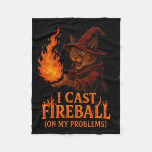 Ik Gooi Vuurbal Op Mijn Probleem Kat Rpg Gamer Fam Fleece Deken