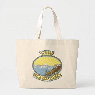 Ik graaf Crater Lake Geïllustreerd Reizen Motto Fu Grote Tote Bag