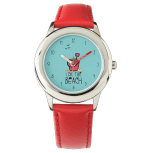 Ik graaf het strand rode pail horloge