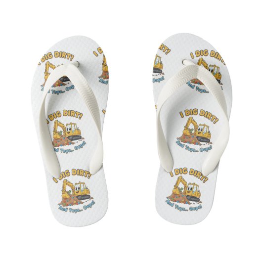 "Ik Graaf in de Grond" Speelse Graafmachine Kinder Teenslippers (Voetbed)