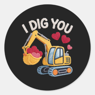 Ik Graaf Jou Schattige Graafmachine Valentijnsontw Ronde Sticker