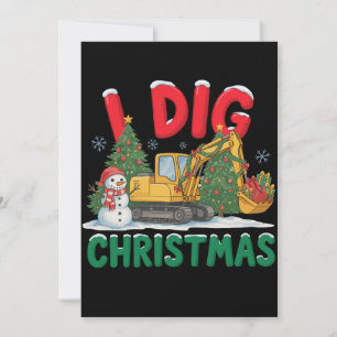 Ik Graaf Kerst Graafmachine Bouw Sneeuwman Kaart