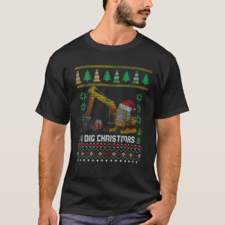 Ik graf Kerst graafmachine Santa's Pet Lelijke Xma T-shirt