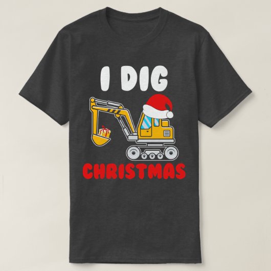 Ik graf Kerstmis Backhoe Bouw Voertuig Backh T-shirt (Design voorkant)