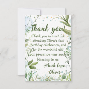 Ik groei als een onkruid, 1e verjaardag jongetje, bedankkaart