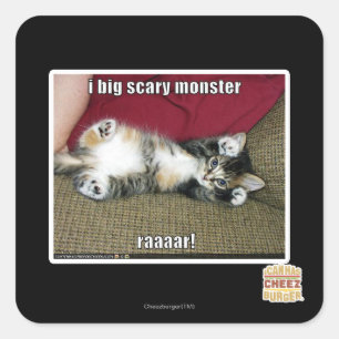 Ik groot enge monster vierkante sticker