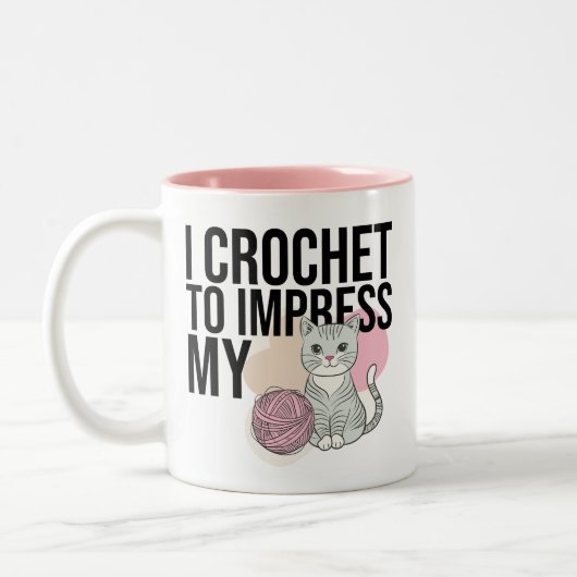 Ik haak om indruk te maken op mijn kat tweekleurige koffiemok (Links)