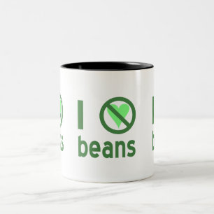 Ik haat bonen Groene tekst Tweekleurige Koffiemok