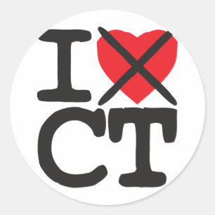 Ik haat CT - Connecticut Ronde Sticker