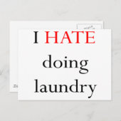 Ik haat Doing Laundry Briefkaart (Voorkant / Achterkant)