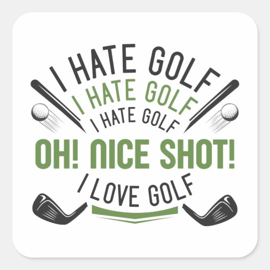 Ik haat Golf Vierkante Sticker (Voorkant)