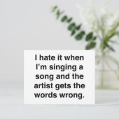 Ik haat het als ik een lied zong briefkaart (Staand voorkant)