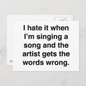 Ik haat het als ik een lied zong briefkaart (Voorkant / Achterkant)