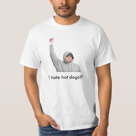 "Ik haat hotdogs!!" T-shirt (Voorkant)