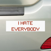 Ik haat iedereen bumpersticker (Op auto)