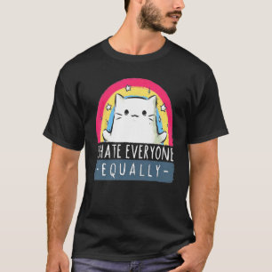 Ik Haat Iedereen Evenveel Regenboog Kat T-shirt