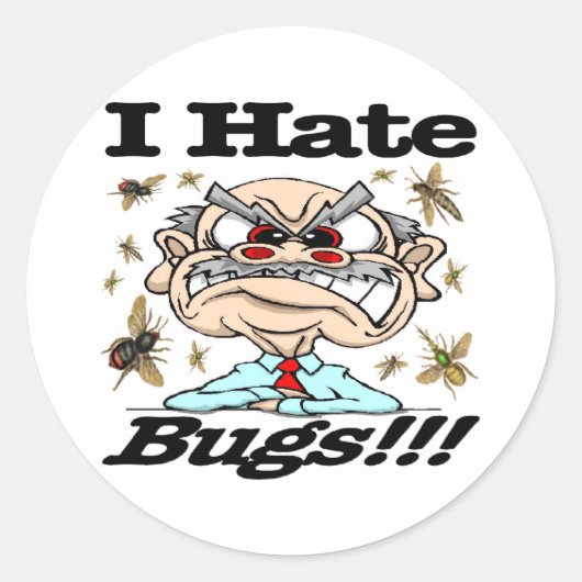 Ik haat insecten! ronde sticker (Voorkant)