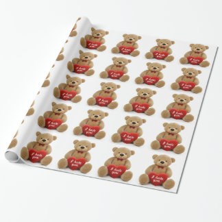 "Ik haat je" schattige teddybeer die liefdeshart v Cadeaupapier