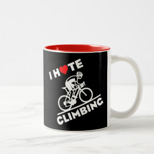 Ik haat klimmen met fietsen tweekleurige koffiemok