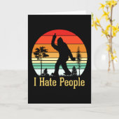 Ik haat mensen | Bigfoot Retro Kaart (Gele Bloem)