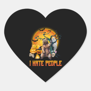Ik haat mensen Halloween nachtmerrie t shirt Hart Sticker