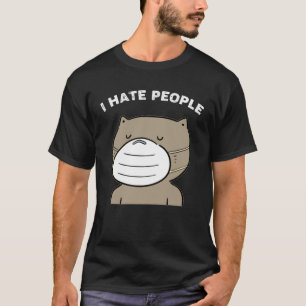 Ik haat mensen Kat met medische beschermingsmasker T-shirt