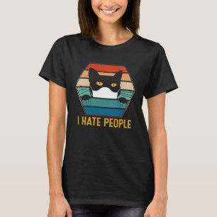 Ik haat mensen met een zwarte kat met gezichtsmask t-shirt