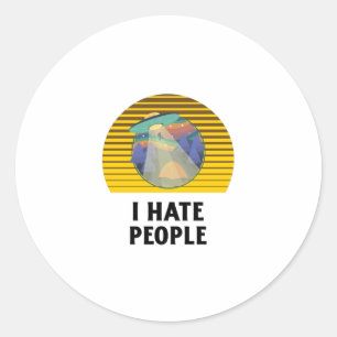 Ik haat mensen met Retro  zonsondergang Ronde Sticker