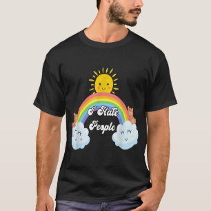 Ik haat mensen regenboog gedrukte grafische kunst t-shirt