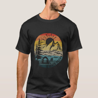 Ik haat mensen Sun Retro Camping Hiking Fun T-shirt
