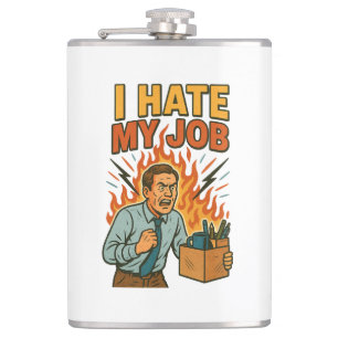 Ik haat mijn baan retro werk Humor Kantoor Gift Heupfles