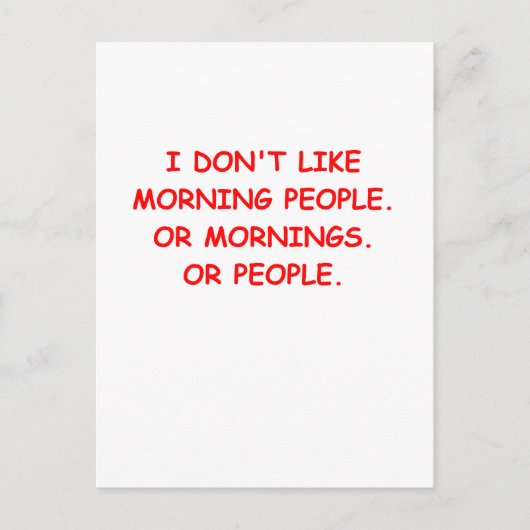 ik haat morgens briefkaart (Voorkant)