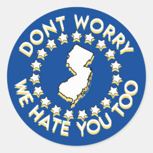 IK HAAT NEW JERSEY RONDE STICKER