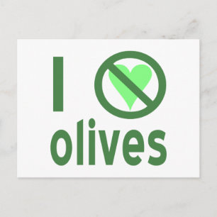 Ik haat olijven, geen liefde groen briefkaart