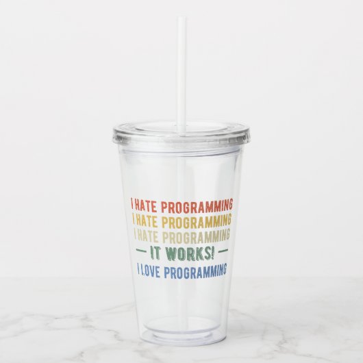 Ik haat programmeren - grappige programmeur I Acryl Drinkbeker (Voorkant)