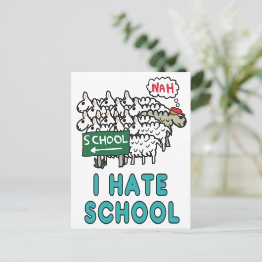 Ik haat school briefkaart (Staand voorkant)