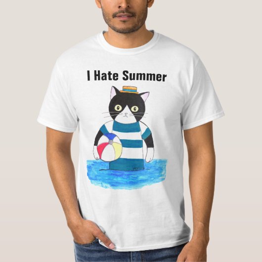 Ik haat Summer Grumpy Cat in Swimsuit strand T-shirt (Voorkant)