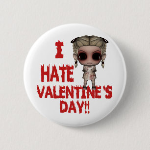 ik haat Valentijnsdag emo punk meisje Ronde Button 5,7 Cm