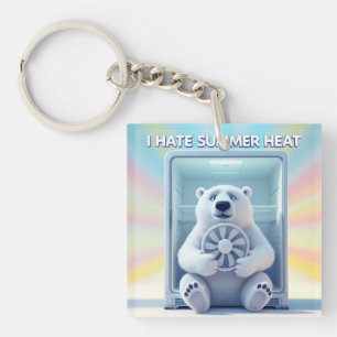 Ik haat zomerse hitte - Knuffelende ijsbeer in de Sleutelhanger