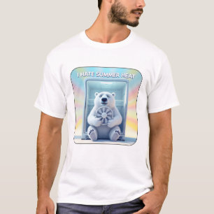 Ik haat zomerse hitte - Knuffelende ijsbeer in de T-shirt