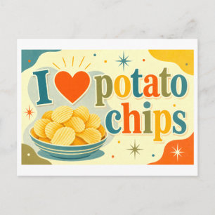 "Ik [Hart] Aardappelchips" Briefkaart