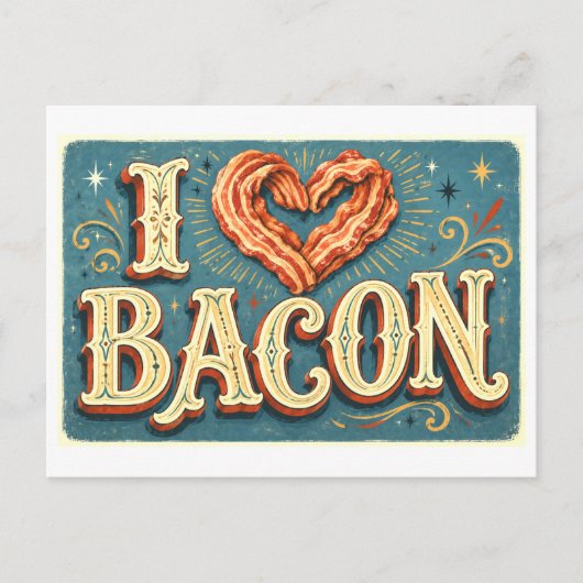 "Ik [Hart] Bacon" Briefkaart (Voorkant)