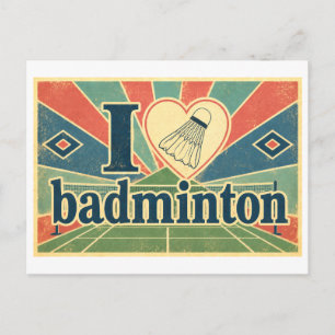 "Ik [Hart] Badminton" Briefkaart
