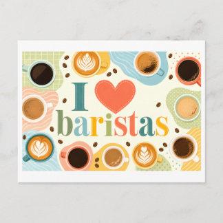 "Ik [Hart] Barista's" Briefkaart