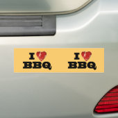 Ik hart BBQ, Steak Heart Shape Funny Grilling Bumpersticker (Op auto)