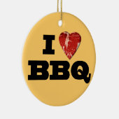 Ik hart BBQ, Steak Heart Shape Funny Grilling Keramisch Ornament (Rechts)