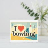 "Ik [Hart] Bowling" Briefkaart (Staand voorkant)