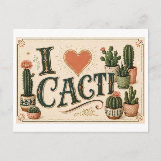 "Ik [Hart] Cactussen" Briefkaart (Voorkant)